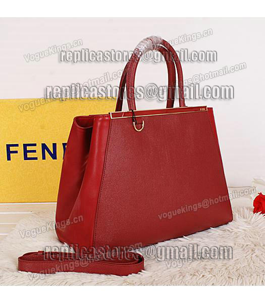 Fendi 1:1 2Jours Original Cross Veins Leather Tote Bag 16821 Red-1