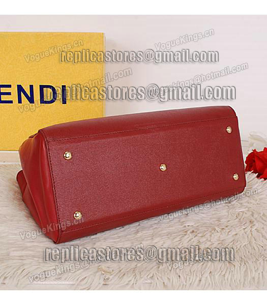 Fendi 1:1 2Jours Original Cross Veins Leather Tote Bag 16821 Red-3