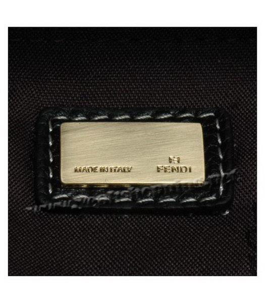 Fendi 2010 New Firenze Frame Black F Canvas Shoulder Bag with Patent Leather Trim-4