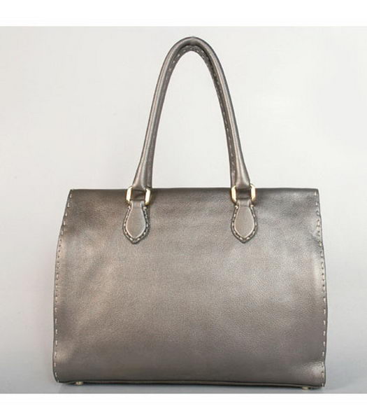 Fendi 2010 New Firenze Frame Calfskin Bag Silver Grey