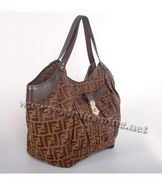 Fendi 2011 New Canvas Handbag with Coffee Leather Trim-1