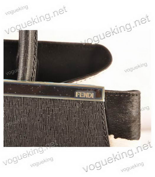Fendi 2jours Black Cross veins With BlackWhite Horsehair Leather Tote Bag-5