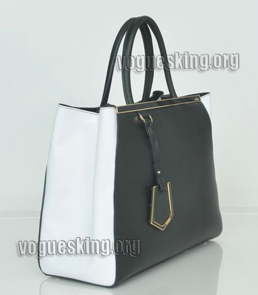Fendi 2jours Black/White Original Leather Tote Bag-1