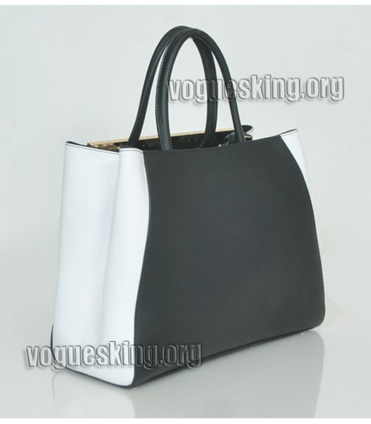 Fendi 2jours Black/White Original Leather Tote Bag-3
