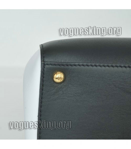 Fendi 2jours Black/White Original Leather Tote Bag-5