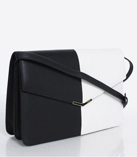 Fendi 2Jours BlackWhite Original Leather Flap Shoulder Bag