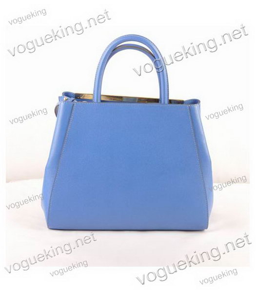 Fendi 2jours Blue Cross veins Leather Small Tote Bag-2