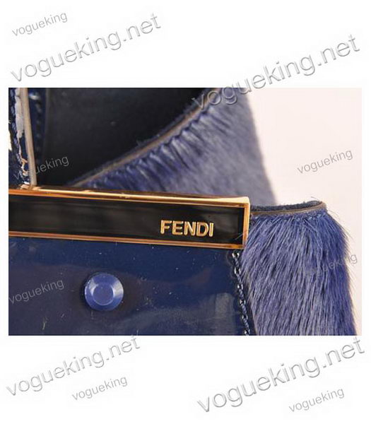Fendi 2jours Blue Patent Leather With Horsehair Leather Large Tote Bag-4