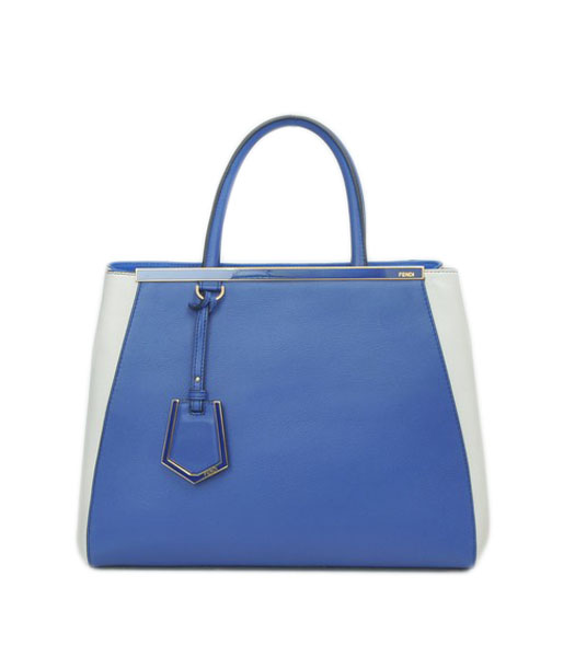 Fendi 2jours Blue/White Original Leather Tote Bag