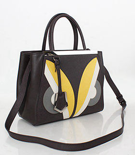 Fendi 2jours Coffee Leather Small Tote Bag