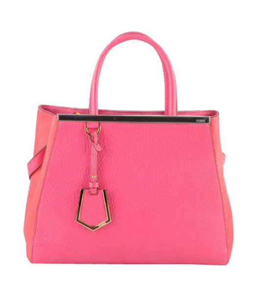 Fendi 2jours Fuchsia Calfskin With Horsehair Leather Tote Bag