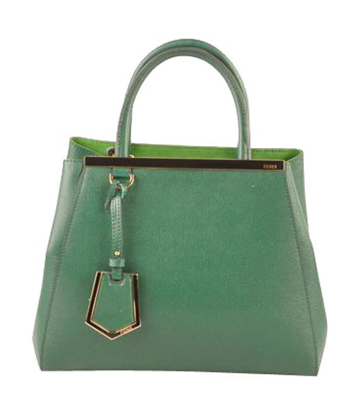 Fendi 2jours Green Cross veins Leather Small Tote Bag