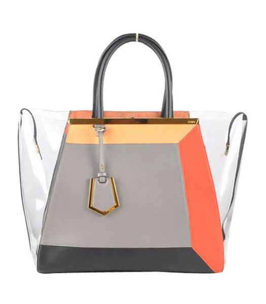 Fendi 2jours Grey Imported Leather Large Tote Bag