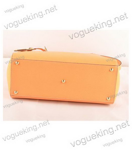 Fendi 2jours Light Orange Cross veins With Orange Ferrari Leather Tote Bag-3