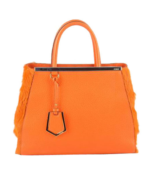 Fendi 2jours Orange Calfskin With Horsehair Leather Tote Bag