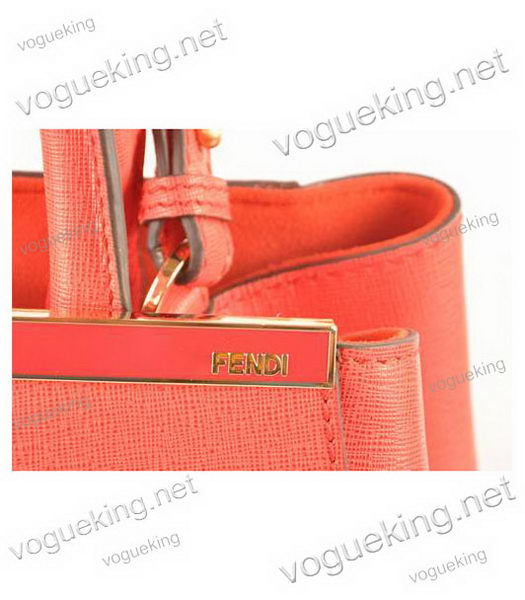 Fendi 2jours Red Cross veins Leather Small Tote Bag-5