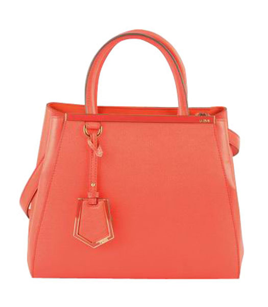 Fendi 2jours Red Cross veins Leather Small Tote Bag