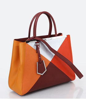 Fendi 2Jours Small Colorblock Jujube Cross Veins Leather Medium Tote Bag