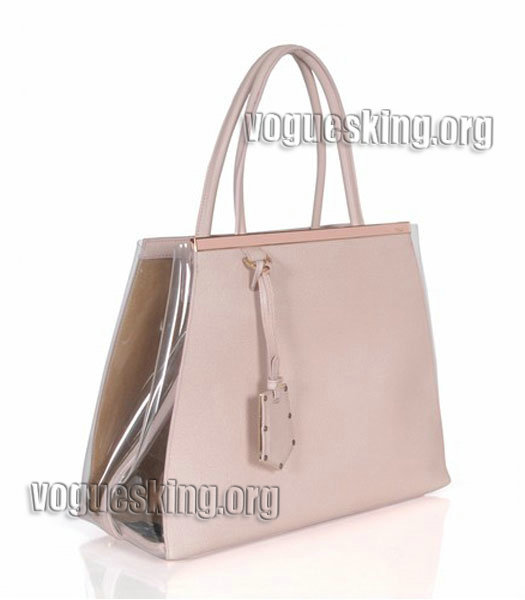 Fendi 2jours Transparent Plastic With Pink Cross Veins Leather Tote Bag-1