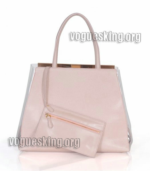 Fendi 2jours Transparent Plastic With Pink Cross Veins Leather Tote Bag-2