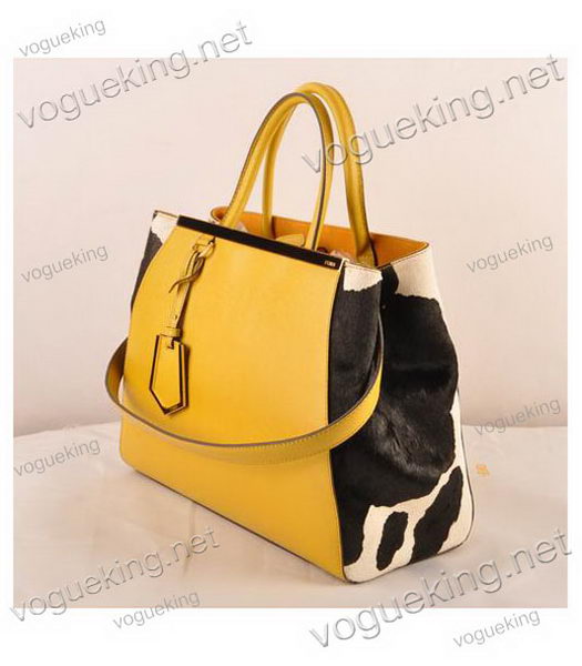 Fendi 2jours Yellow Cross veins With BlackWhite Horsehair Leather Tote Bag-1