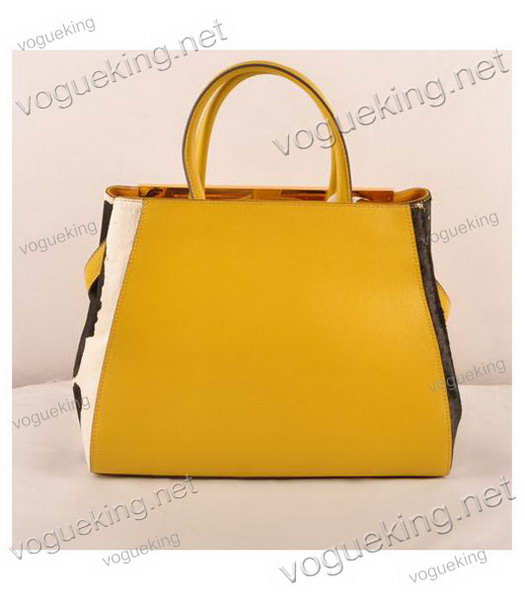 Fendi 2jours Yellow Cross veins With BlackWhite Horsehair Leather Tote Bag-2
