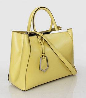 Fendi 2jours Yellow Patent Leather Small Tote Bag