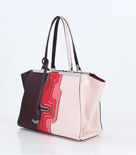 Fendi 3Jours Computer Puzzle Jujube/Pink Leather Small Shopping Bag