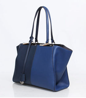 Fendi 3Jours Computer Puzzle Sapphire Blue/Blue Original Leather Medium Shopping Bag
