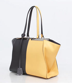 Fendi 3Jours Computer Puzzle Sapphire Grey/Yellow Original Leather Medium Shopping Bag