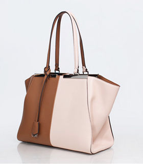 Fendi 3Jours Light Coffee/Pink Original Leather Small Shopping Bag