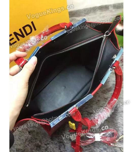 Fendi 3Jours Original Calfskin Leather Croc Veins Tote Bag Red-7