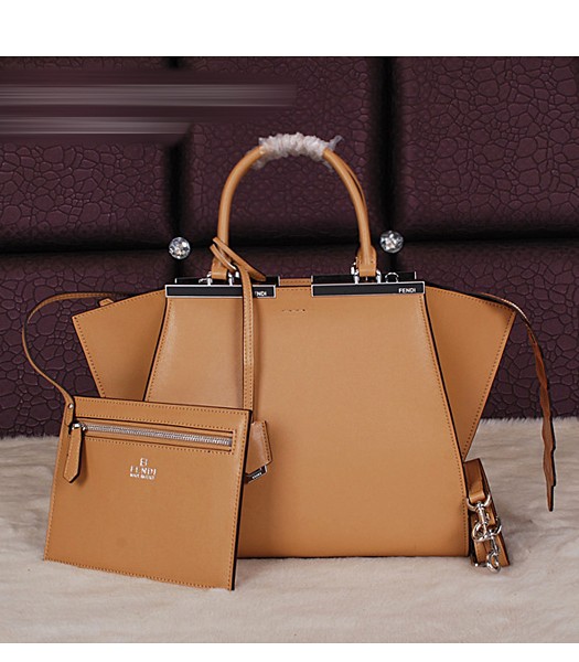Fendi 3Jours Original Plain Veins Leather Shoulder Bag 8936 In Apricot