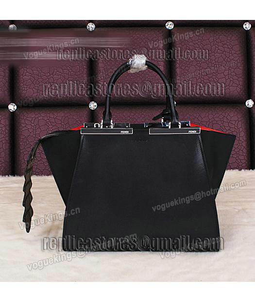 Fendi 3Jours Original Plain Veins Leather Shoulder Bag 8936 In Black-2