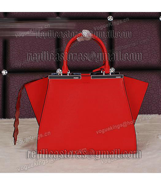 Fendi 3Jours Original Plain Veins Leather Shoulder Bag 8936 In Red-2