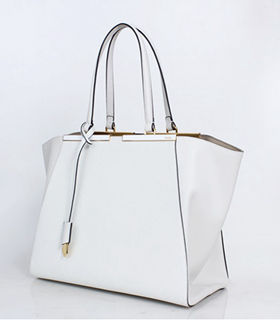 Fendi 3Jours White Cross VeinsOriginal Leather Medium Shopping Bag