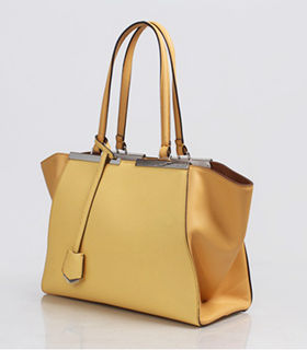 Fendi 3Jours Yellow Cross Veins Leather Small Shopping Bag