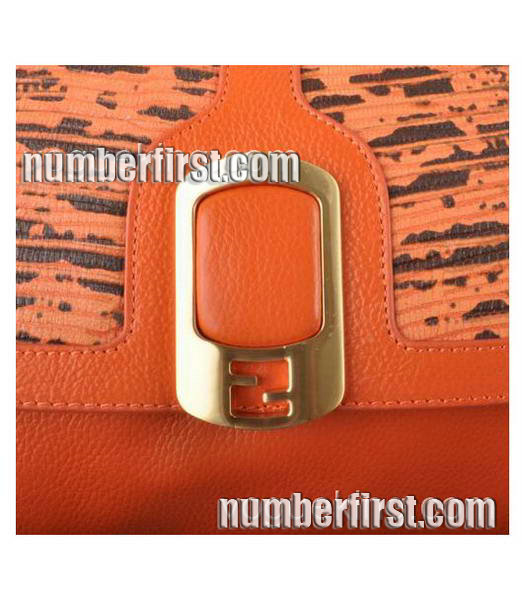 Fendi Anna Orange Lichee&Lizard Veins Leather Shoulder Bag-4