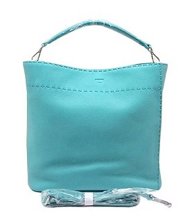 Fendi Anna Violet Sky Blue Original Leather Tote Shoulder Bag