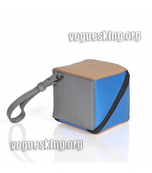Fendi Apricot/Grey/Blue Leather Magic Cube Handbag-1