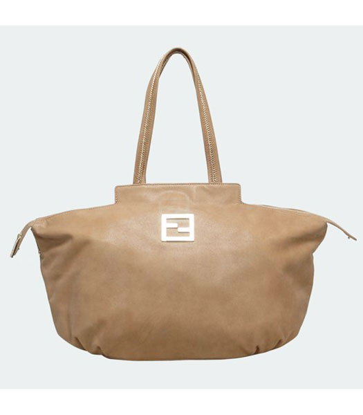 Fendi Apricot Leather Chain Strap Shoulder Bag