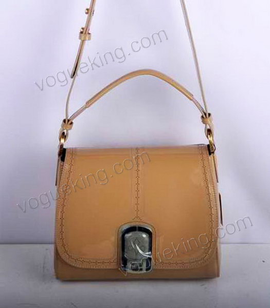 Fendi Apricot Patent Leather Messenger Tote Bag-1