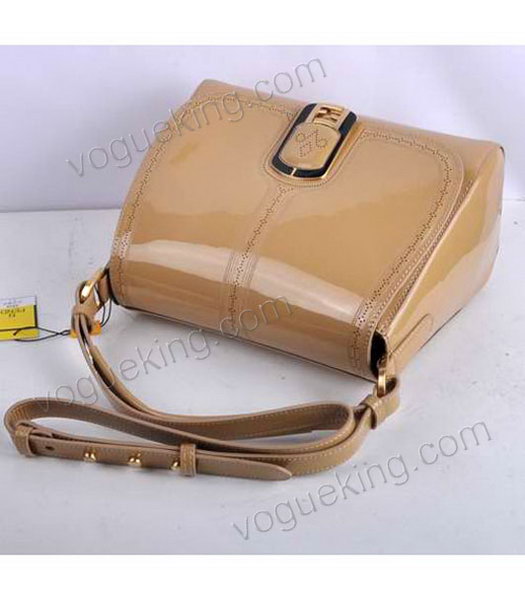 Fendi Apricot Patent Leather Messenger Tote Bag-3