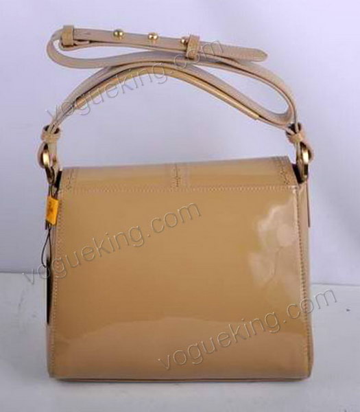 Fendi Apricot Patent Leather Messenger Tote Bag-4