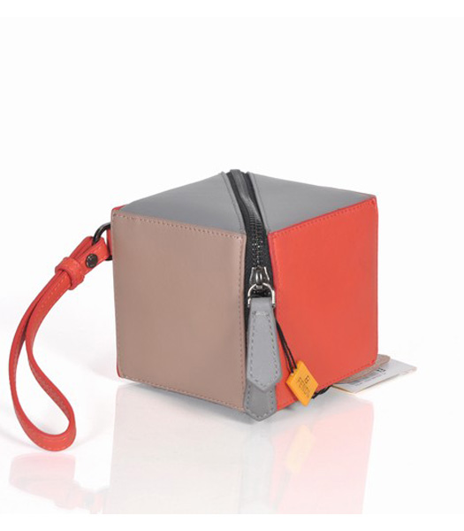 Fendi Apricot/Peach/Grey Leather Magic Cube Handbag