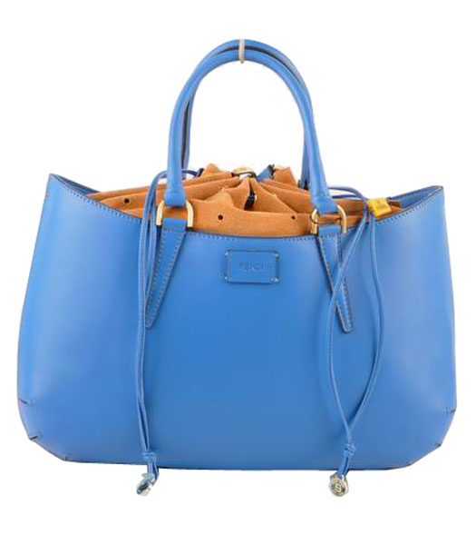 Fendi B Fab Ferrari Leather Large Tote Bag Sea Blue
