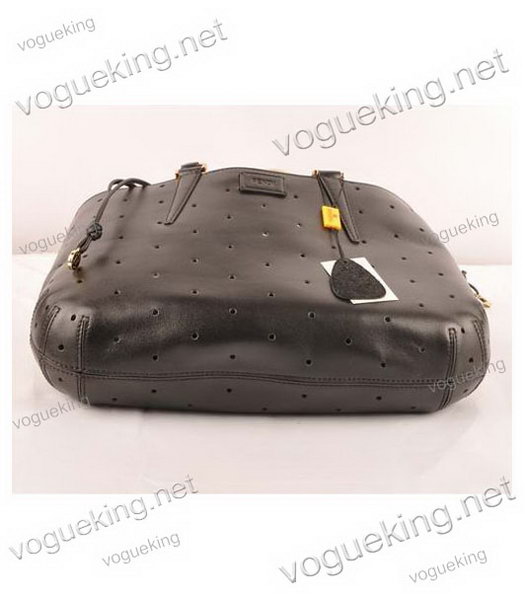 Fendi B Fab Perforated Ferrari Leather Large Tote Bag Black-3