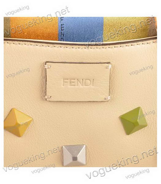 Fendi B Fab Studded Ferrari Leather With Multicolor Jeweled Large Tote Bag Offwhite-5