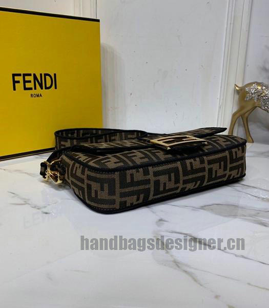 Fendi Baguette Roma Amor FF Fabric With Black Leather Medium Tote Shoulder Bag-5