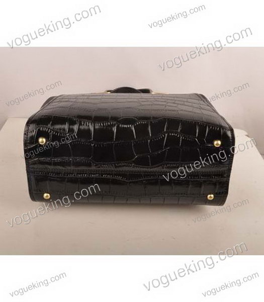 Fendi Black Croc Leather With Ferrari Leather Small Tote Bag-3